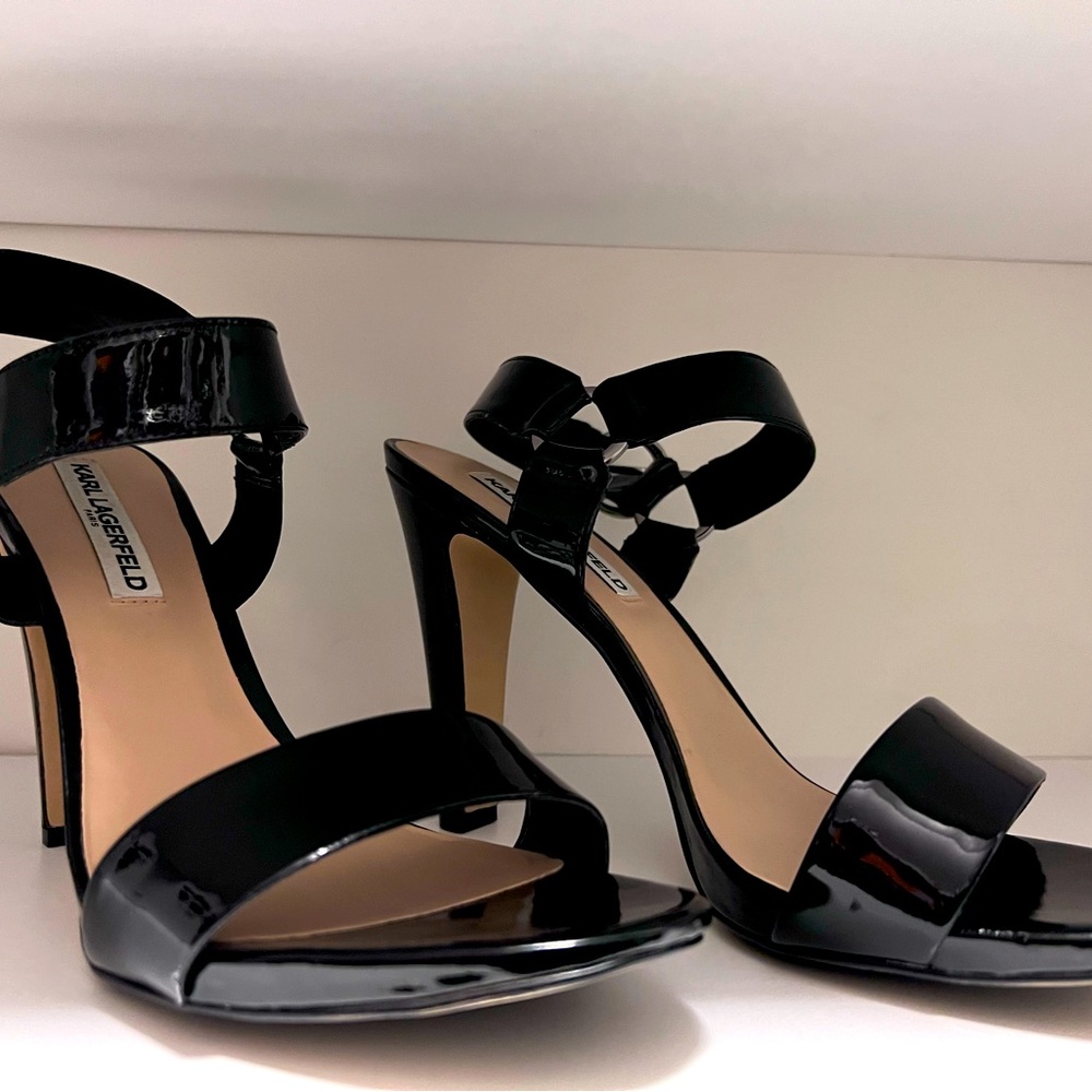 Black patent leather heels size 11 by Karl Lagerfeld